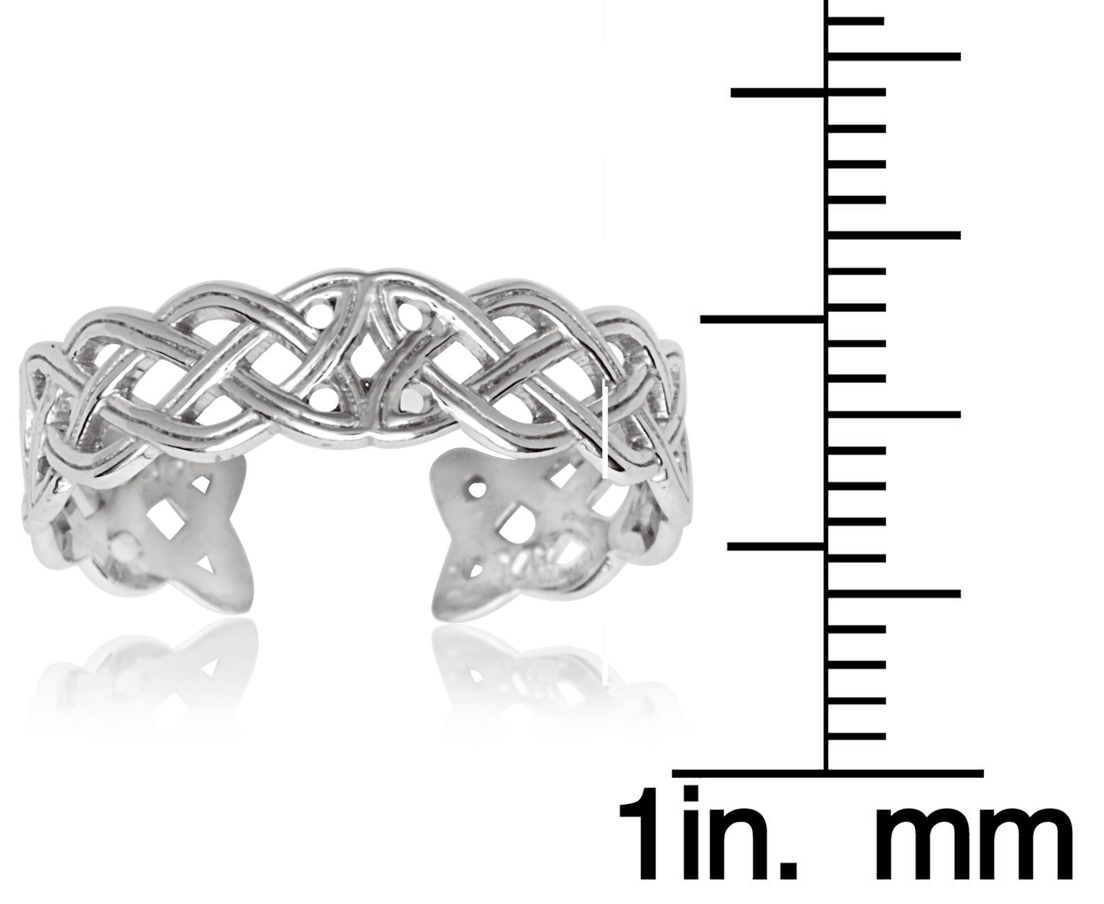 Solid 10k or 14k Yellow or White Gold Adjustable Celtic Braided Toe Ring -