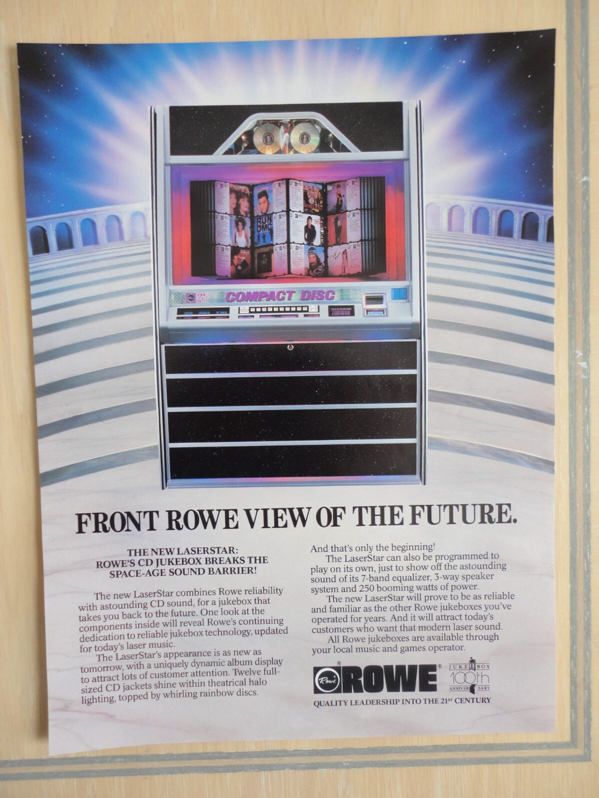 Rowe Laserstar CD Jukebox Flyer Original Magazine Pull Out Advertisement