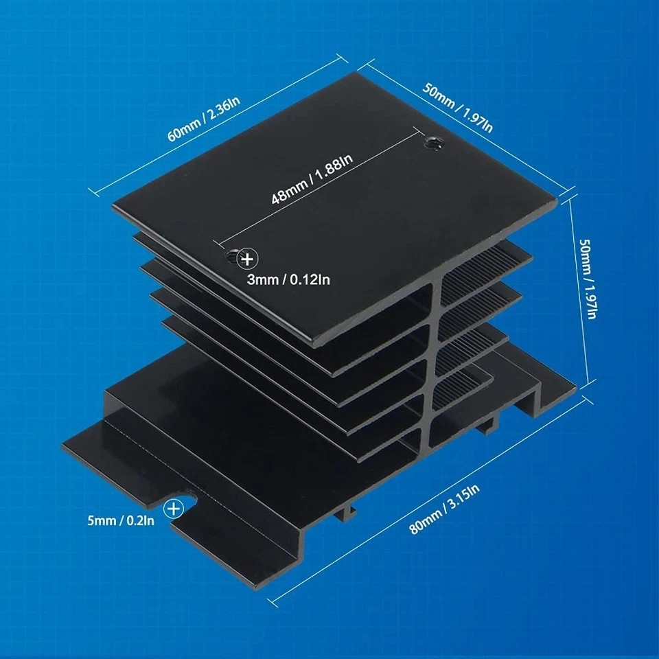 3PCS Aluminum Heat Sink SSR Dissipation for Single Phase Solid State Relay 10...