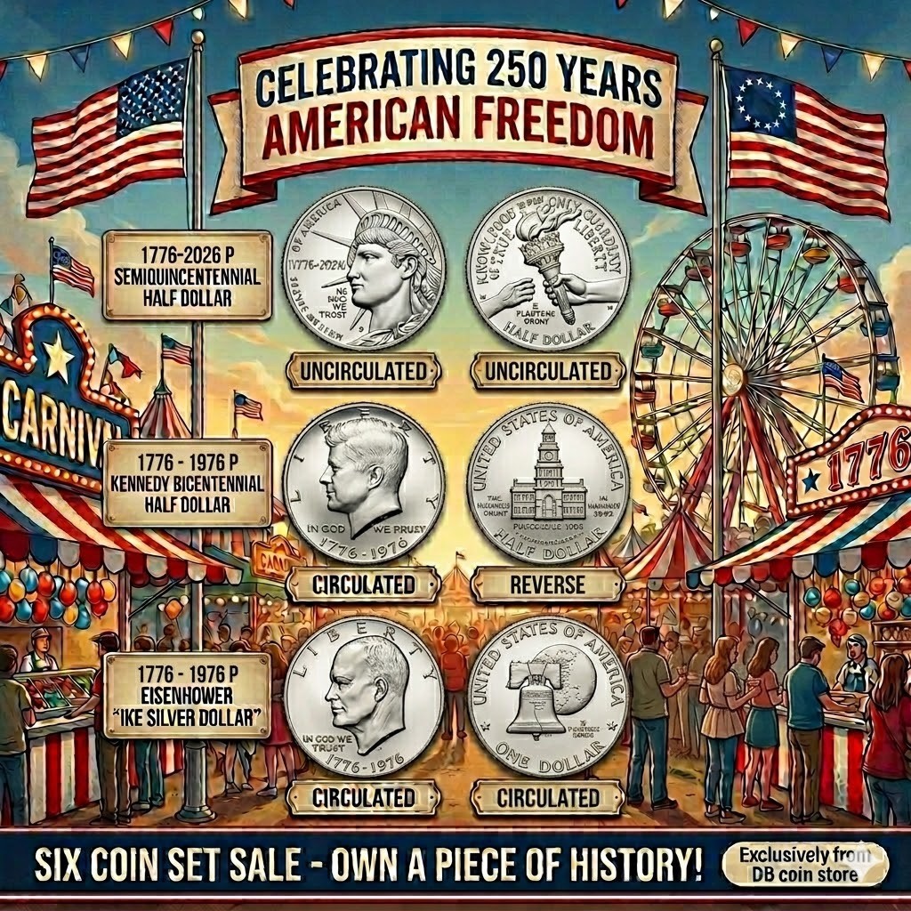 2026 P Semiquincentennial + 1976 Bicentennial Kennedy Half and Eisenhower Dollar