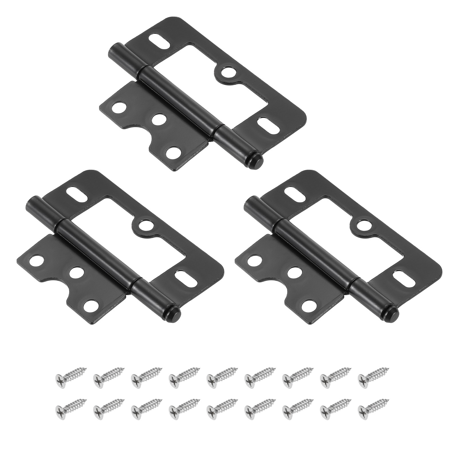 3Pcs 3" x 1.4" Non Mortise Butterfly Hinge Removable Loose Pin Black