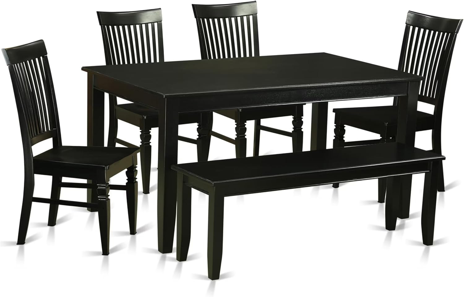 DUWE6-BLK-W 6 Piece Dining Set Contains a Rectangle Dining Room Table and 4 Kitc