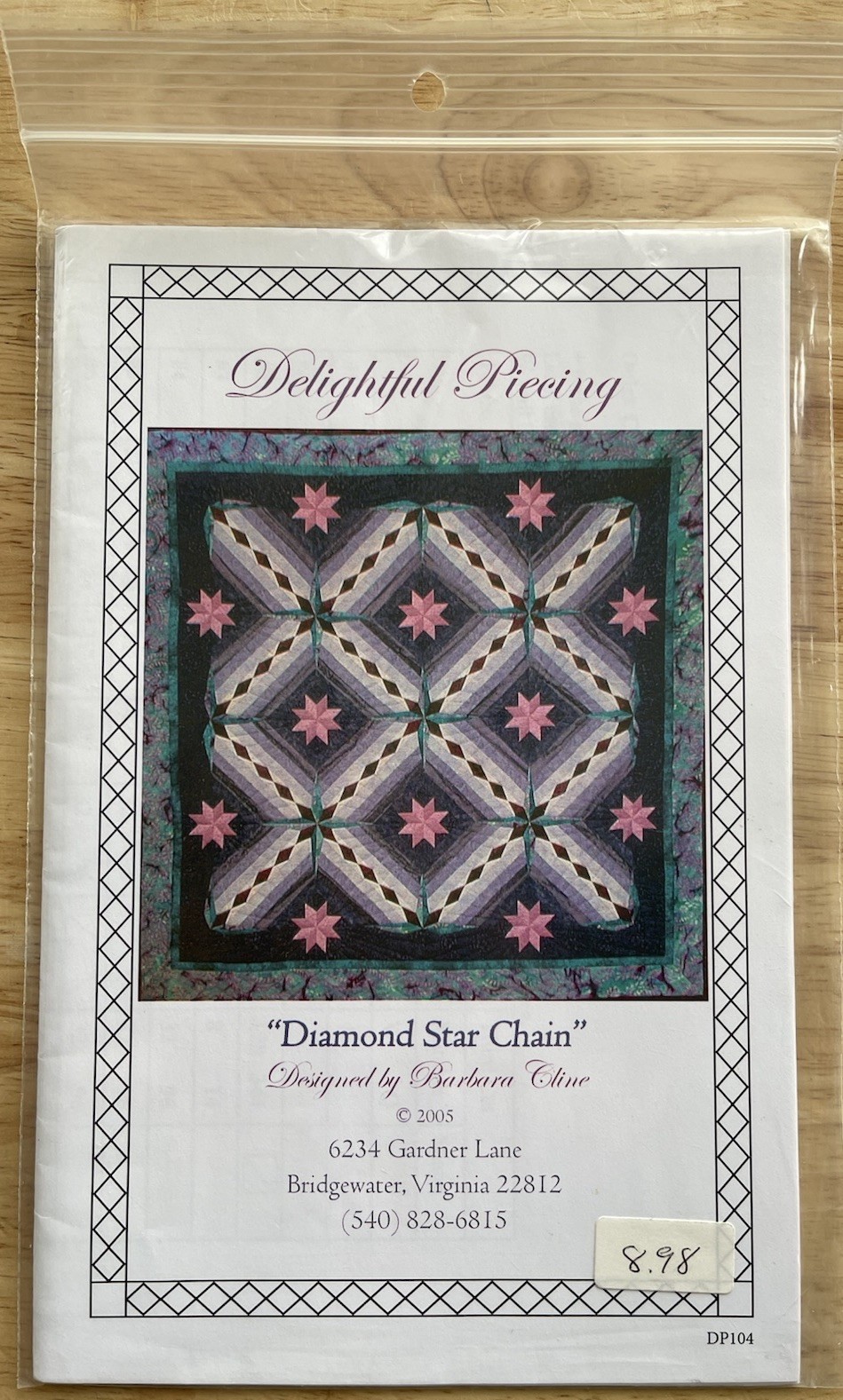BARBARA CLINE Quilt pattern For Two Sizes DELIGHTFUL PIECING Diamond Star Chain