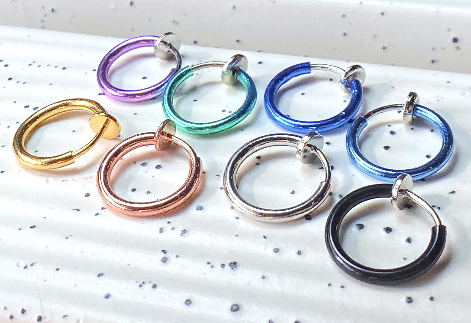 1pc Spring Action Non-Piercing Fake Septum Lip Cartilage Nose Tragus Hoop Ring
