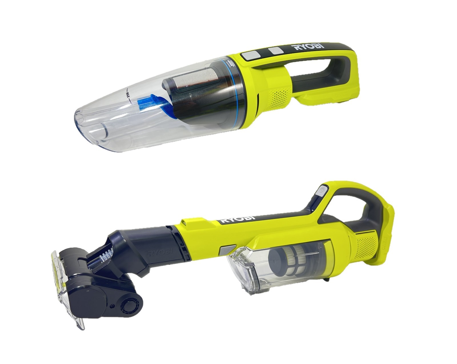 RYOBI 18V Cordless Hand Vac PCL700B with 18V Cordless Wet/Dry Hand Vac PCL702B