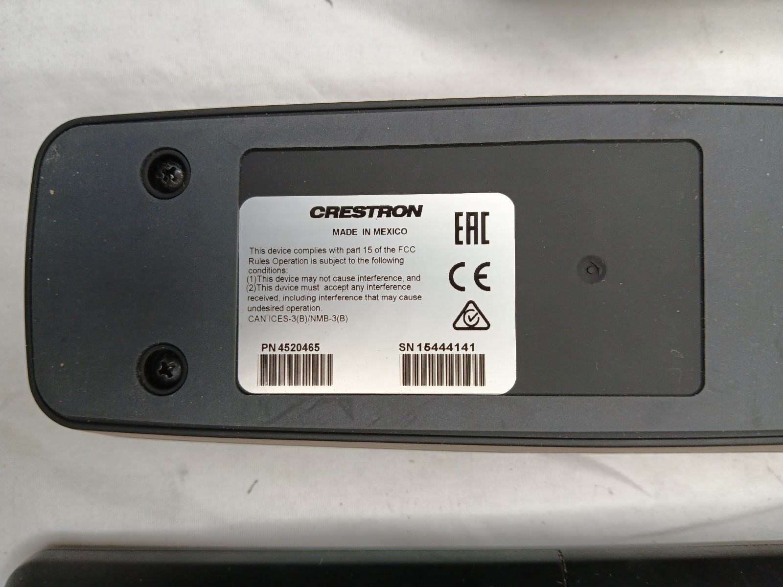 Crestron Handheld Touch Screen Remote W/ 4520465 Cradle Fair Condition
