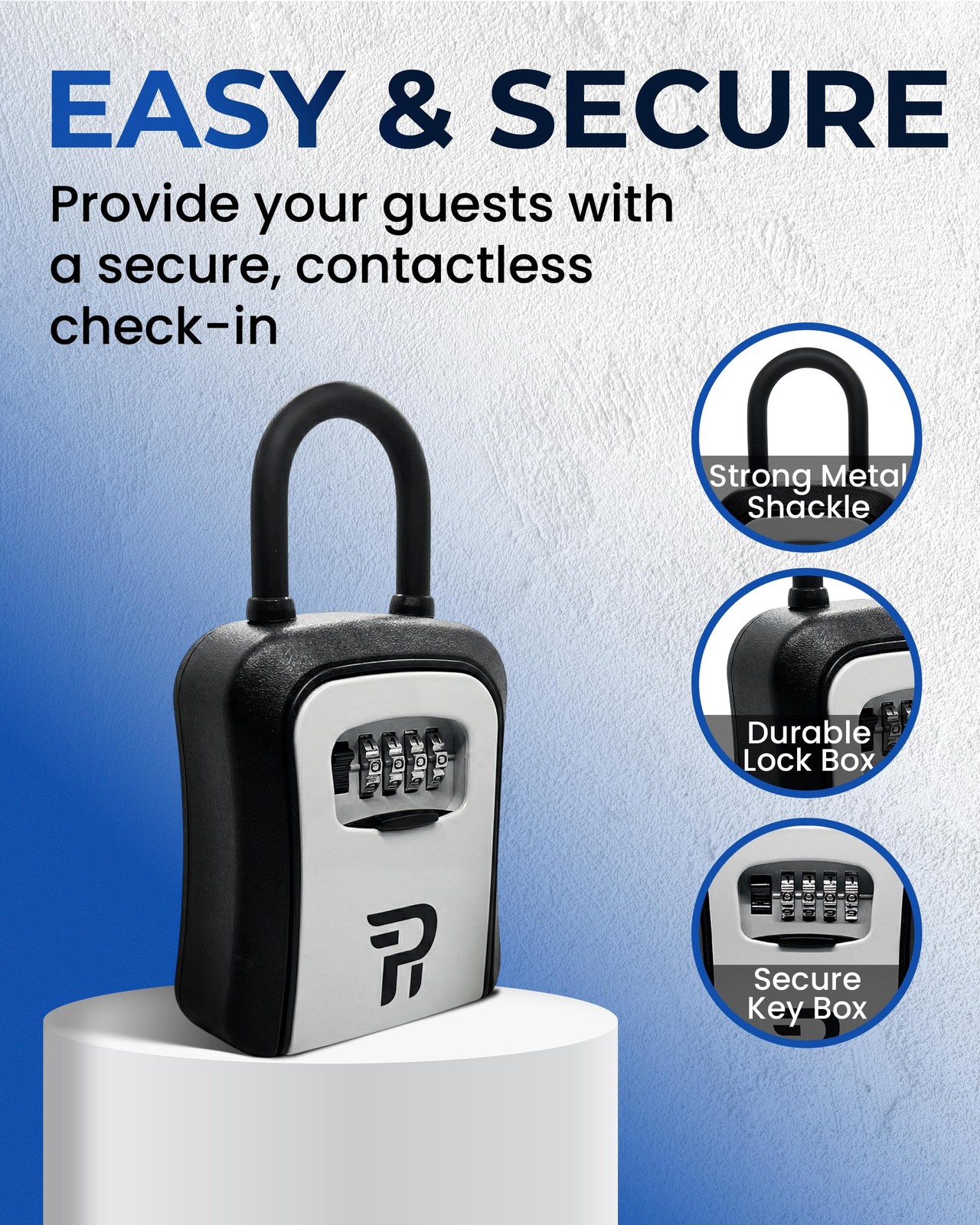 Rudy Run Key Lock Box for Outside – Large Large-Portable, Gray Portable
