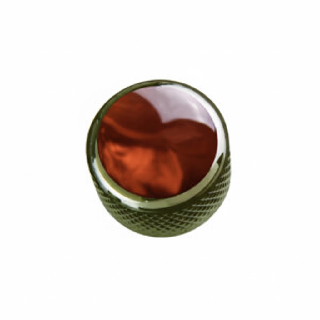 Q-Parts Dome Knob - BROWN PEARL ON BLACK CHROME, KBD-0061