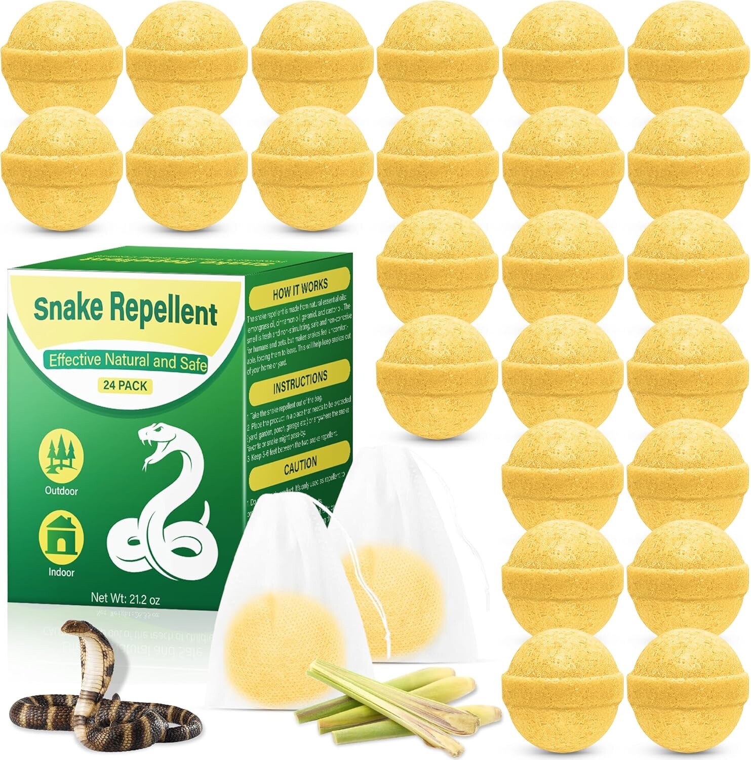 24 Pack Snake Repellent for Yard, Powerful Snake Away Repellent Pet Safe, Natura