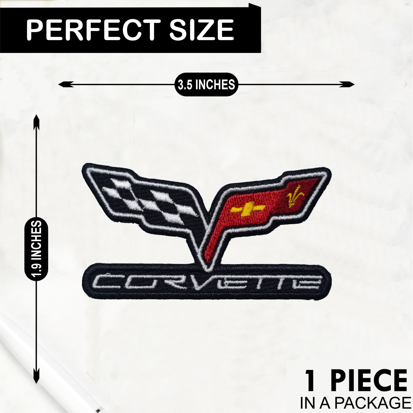 Corvette Racing Flags Sports Car Logo Iron On Patch-Sew Patch-Embroidered Patch