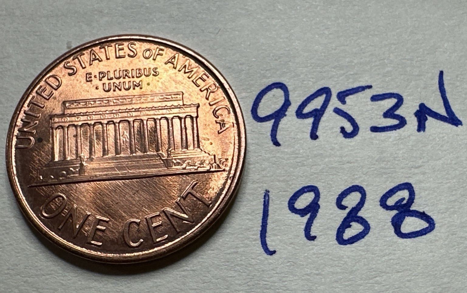 1988 Lincoln Cent Very Nice Grade RED 9953N