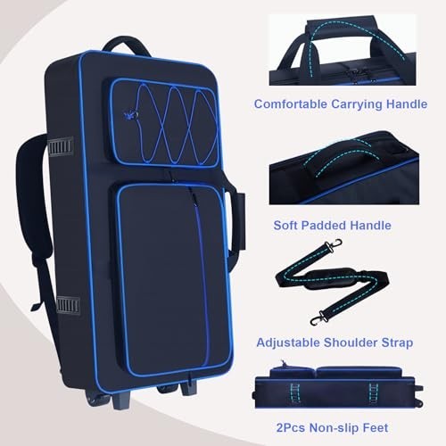 DJ Controller Case with Wheels, Soft Padded Backpack, Multi-Pocket for DJ Gear