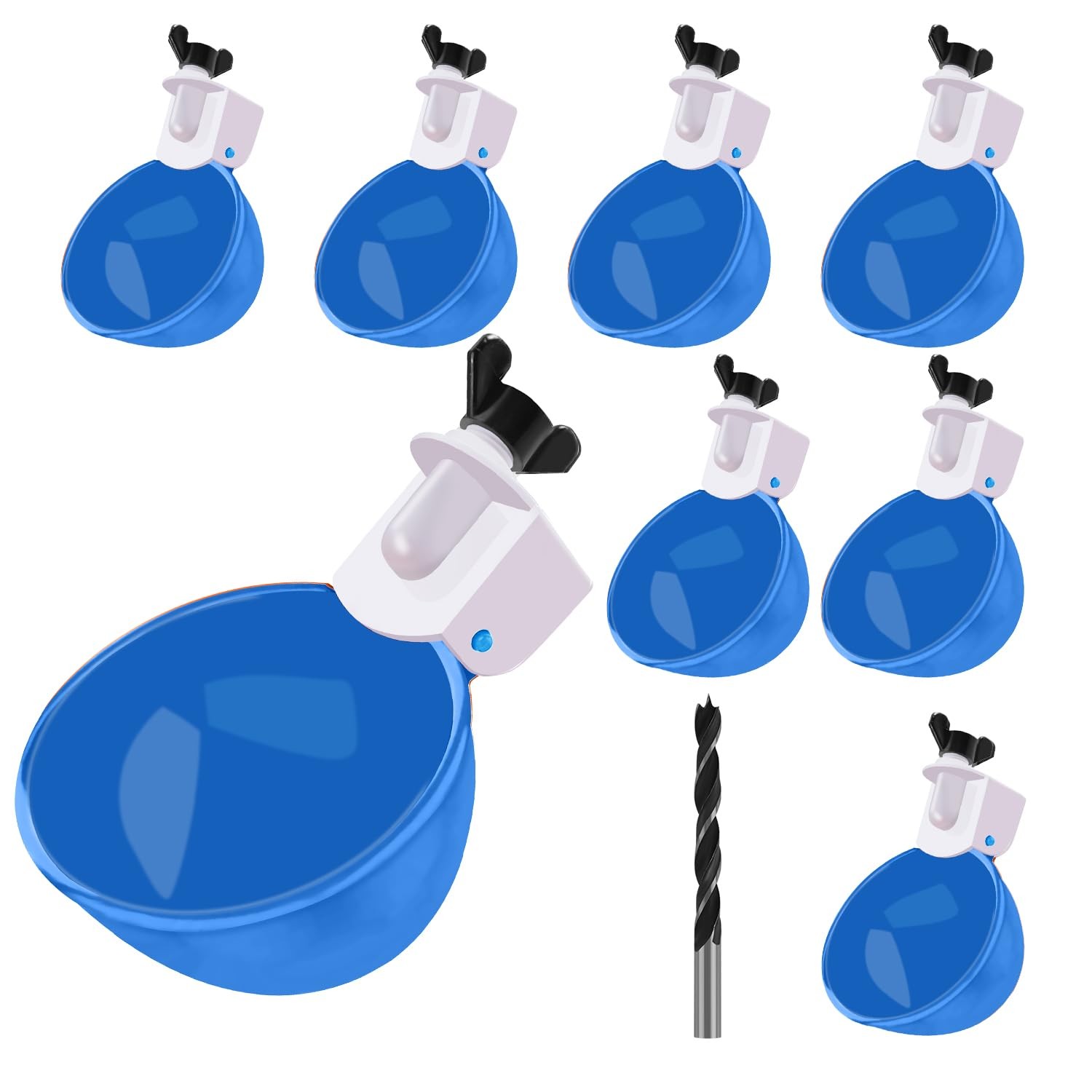 Darcvds Professional Chicken Waterer Cups, 8 Packs Blue large size, blue