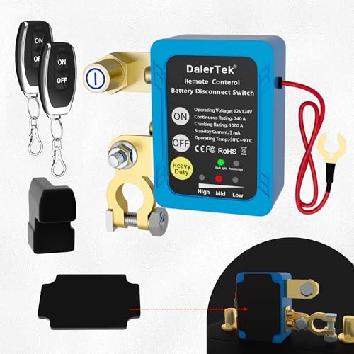 Remote Battery Disconnect Switch 12V/24V Kill Switch Automotive Cut Off 240A