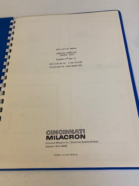 Cincinatti Milacron Technical Manual Application Computer Numerical Controller