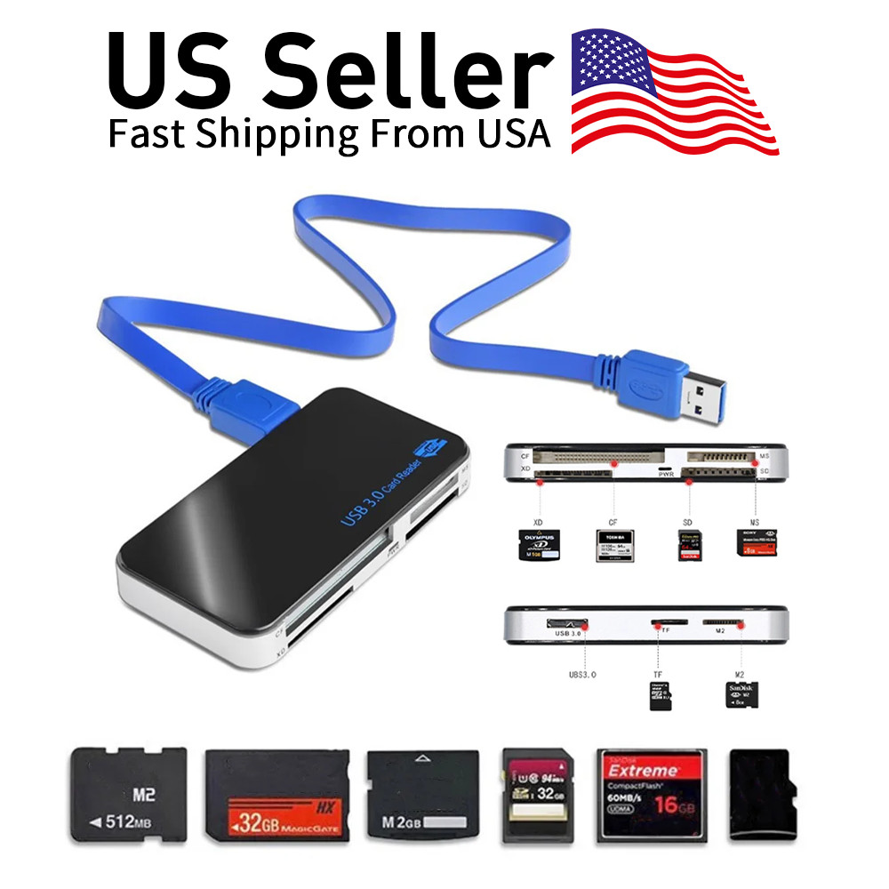 USB3.0 5Gbps All-in-1 Card Reader for TF SD XD CF Compact Flash Cards