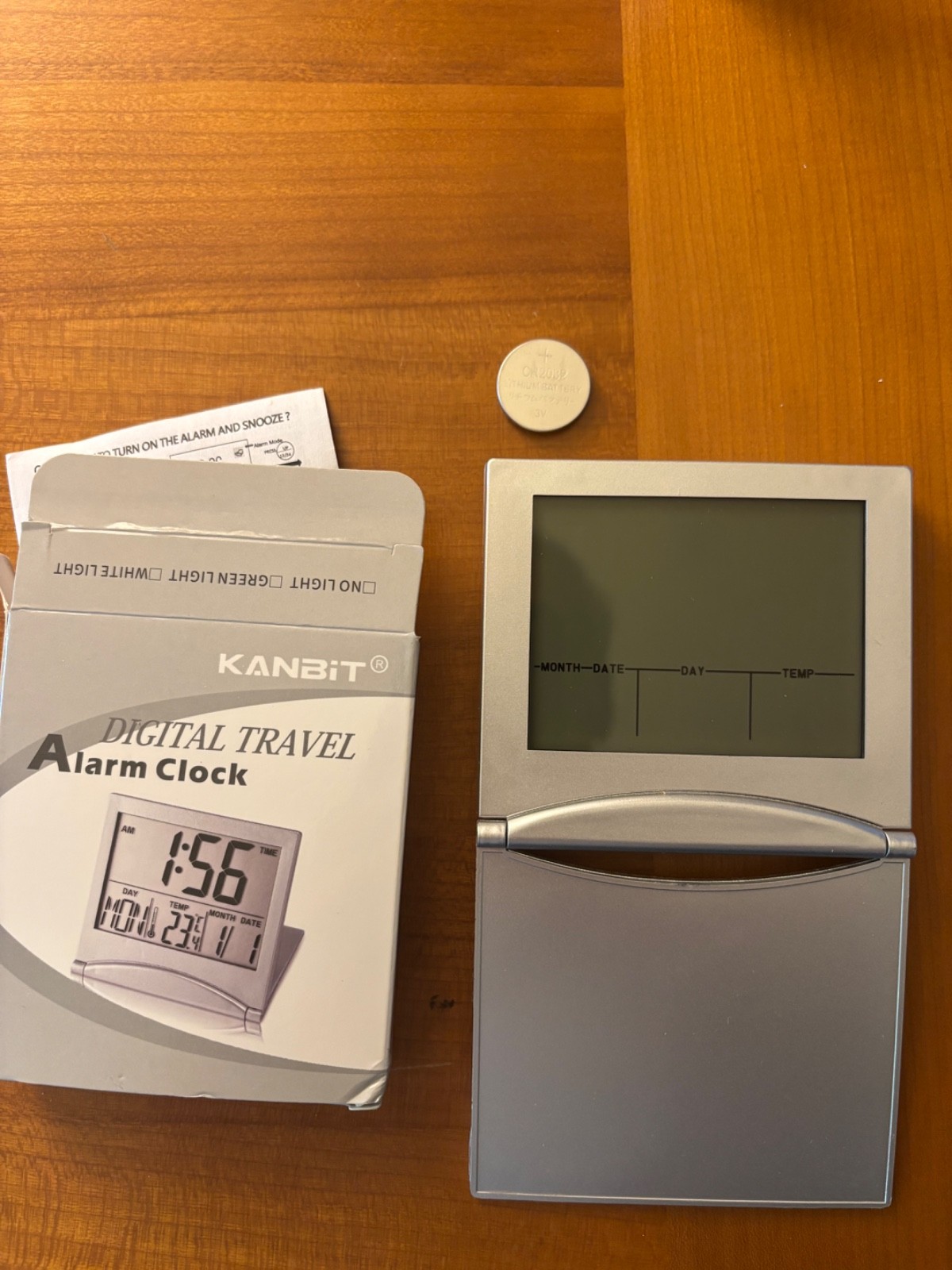KANBIT Small Digital Travel Alarm Clock Battery Operated, Small, Green Light