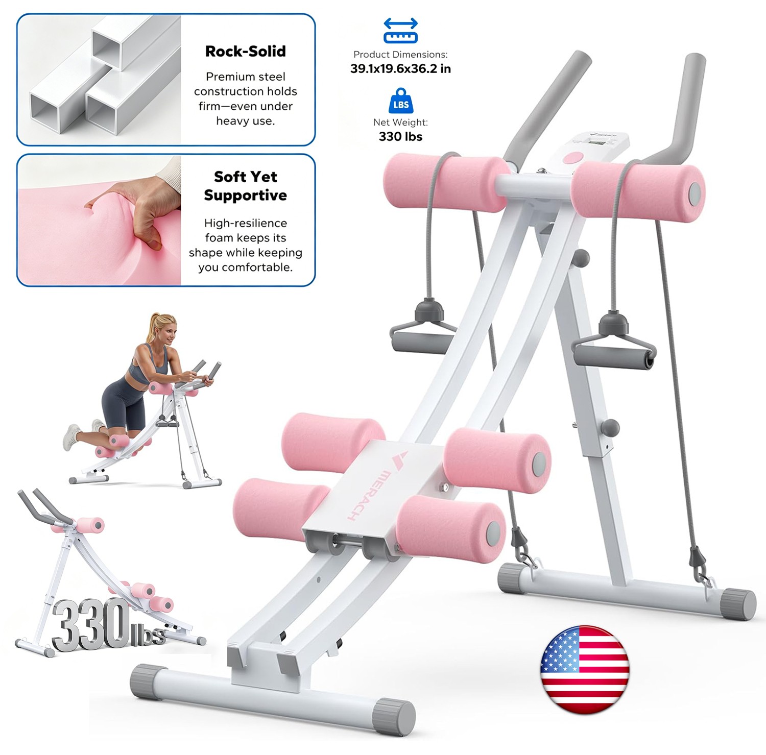 MERACH Ab Machine Foldable Ab Equipment for Full Body Workout Home Exercise