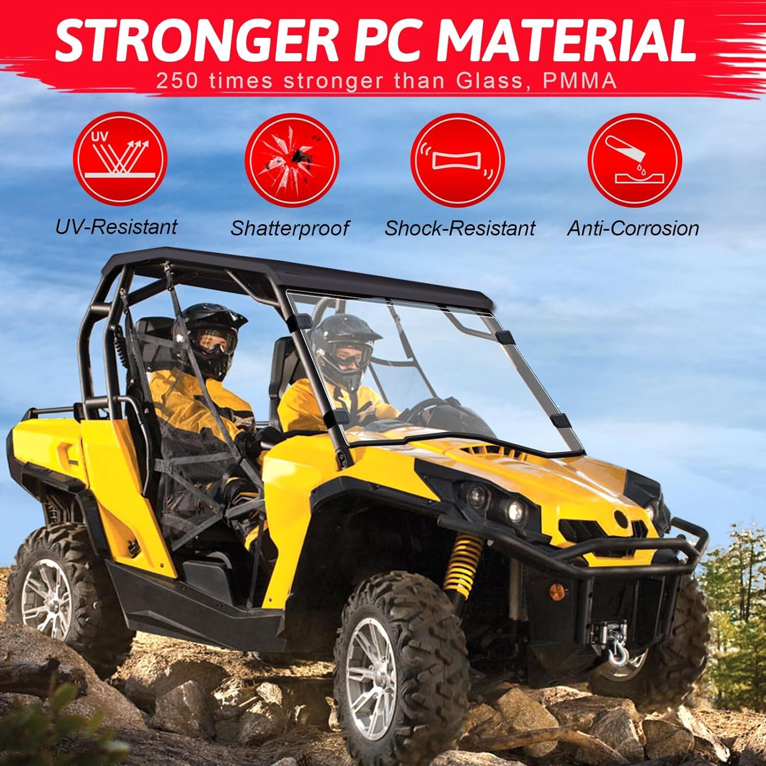 Anti-UV Full Windshield For 2011-2020 Can Am Commander 800/1000 Front Windon US