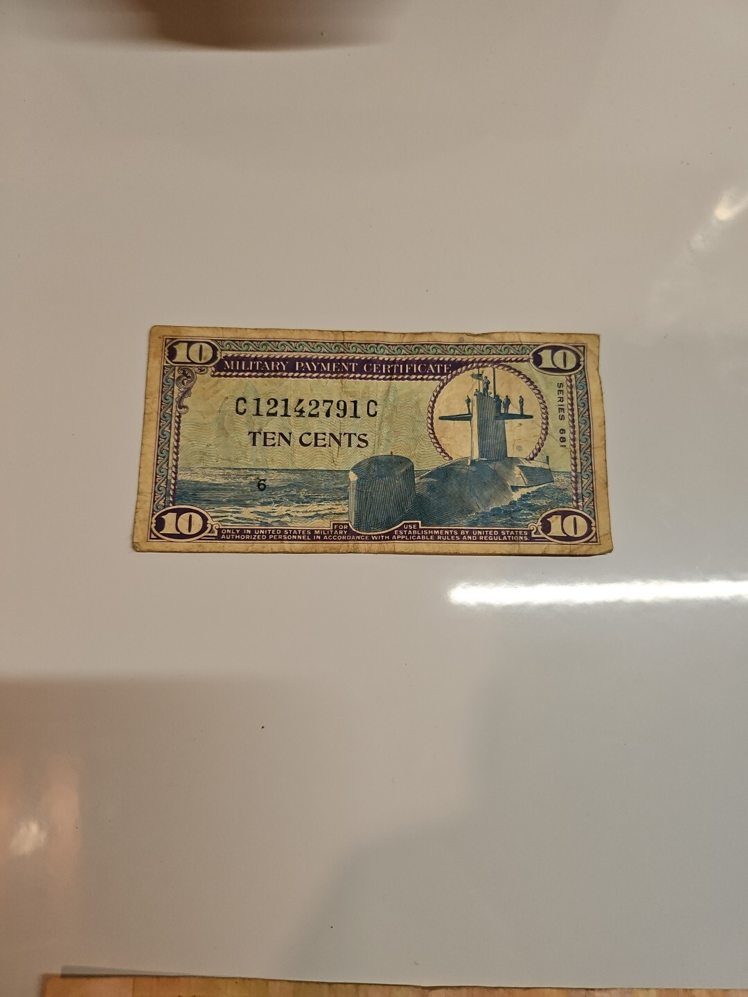Ten Cent Military Certificates Rare Series 681. Wear On The Corners.