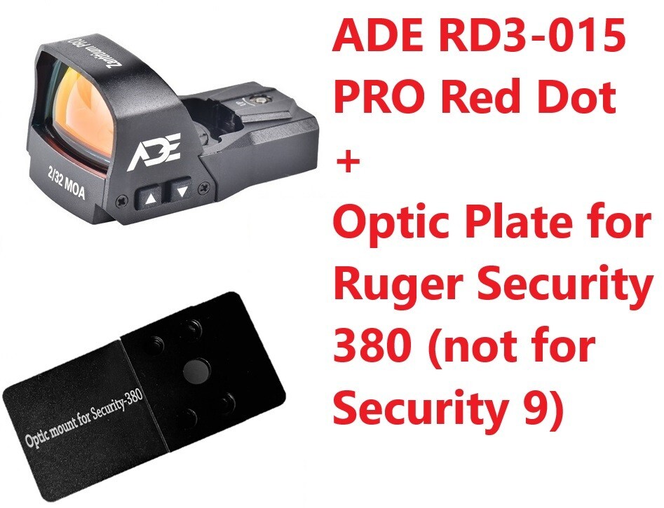 ADE RD3-015 PRO Shake Awake Red Dot +RUGER Security 380 pistol Optic Mount Plate