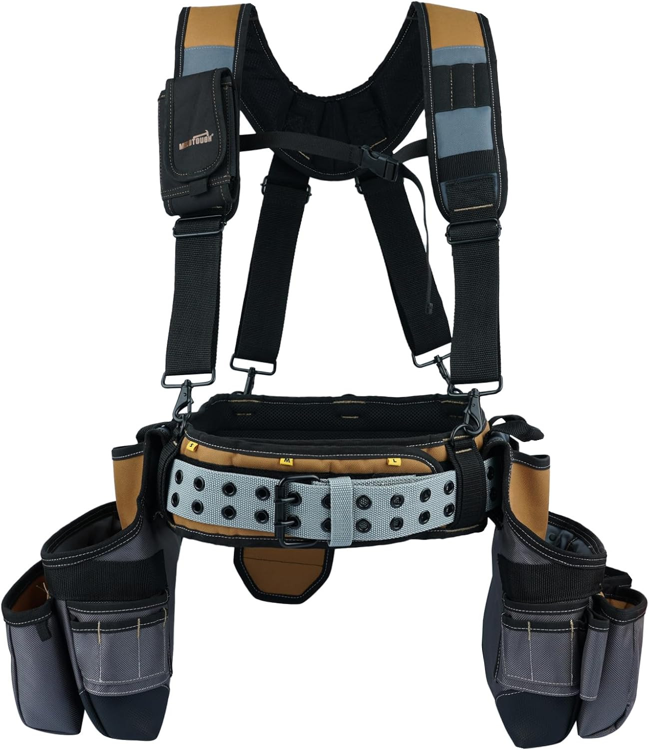 28-Pocket Pro Framer'S Rig Combo Apron Tool Belt and Heavy Duty Padded Suspender