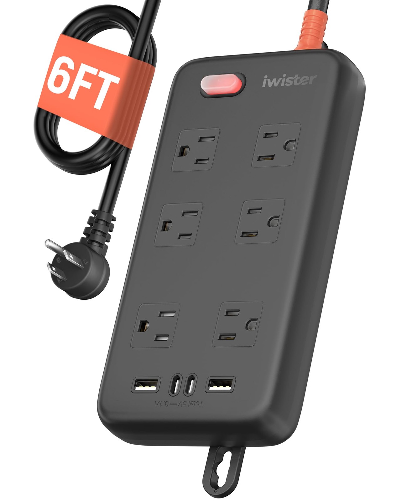 Best Outdoor Power Strip Waterproof IPX6, 1625W/13A, 6 Ft Extension Cord, Wide
