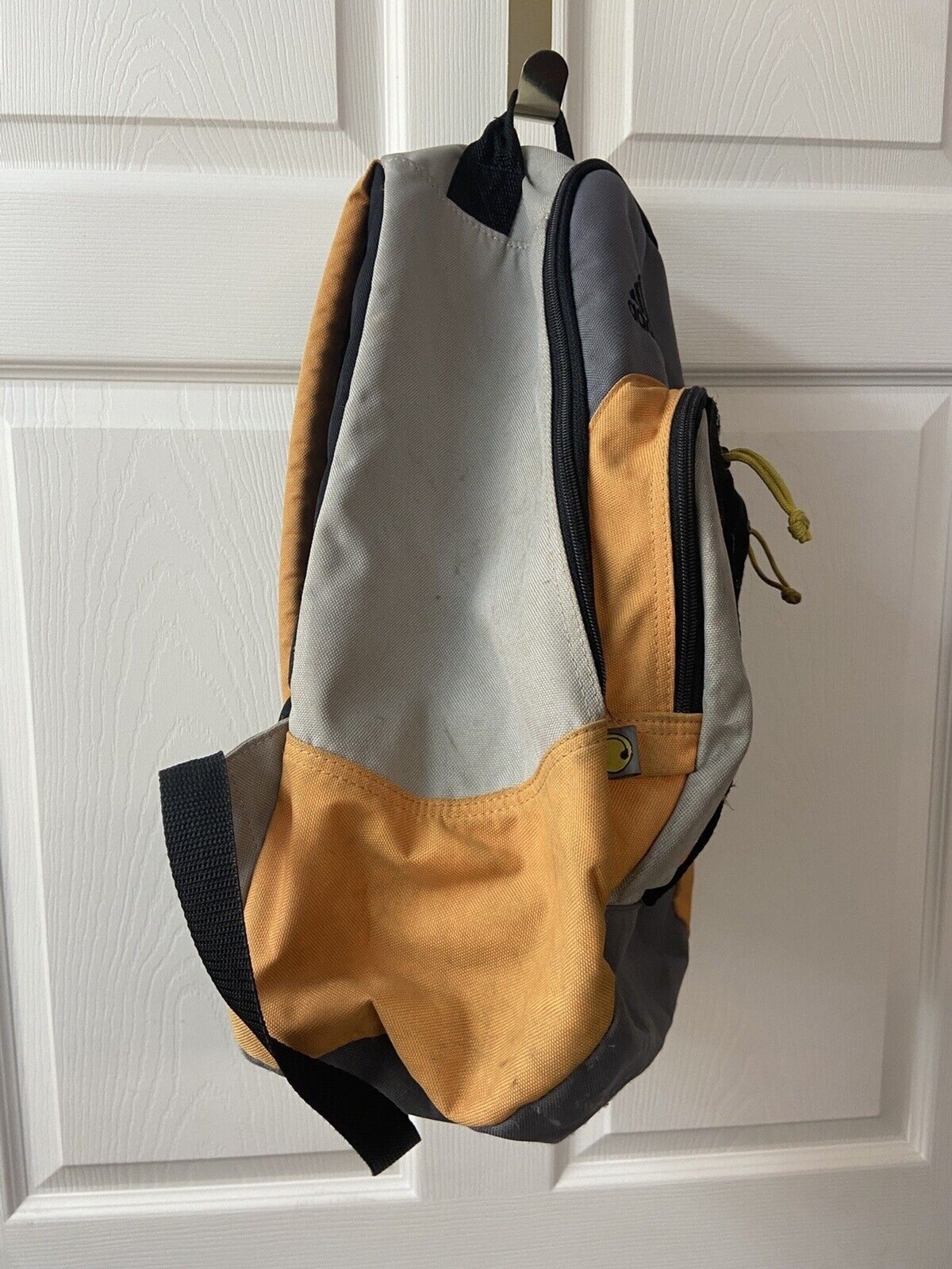 Adidas Large Back Pack Orange Black Gray Stained Shool Canvas