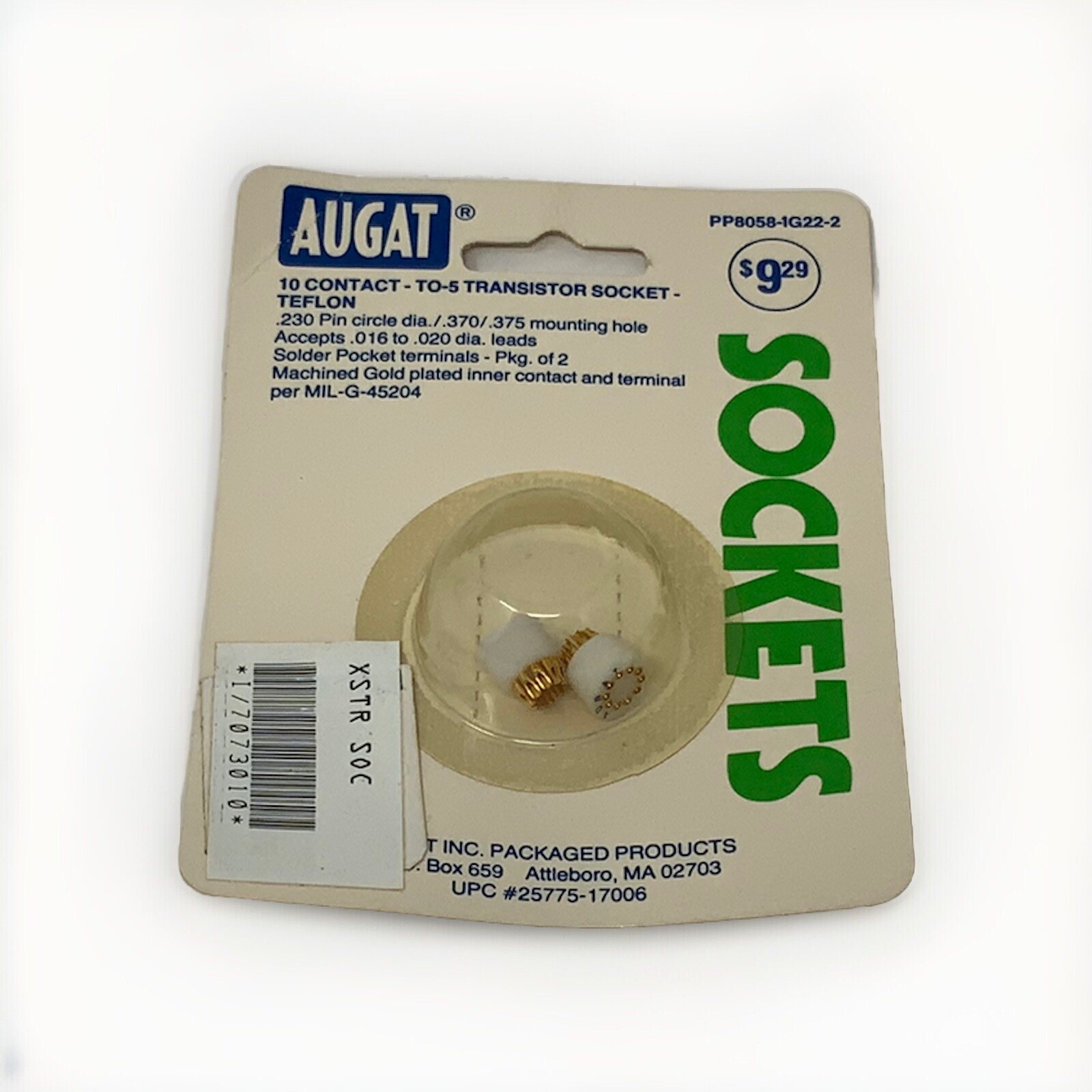 Augat 10 Pin Contact TO-5 Transistor Socket Machined Gold Plated Pins New