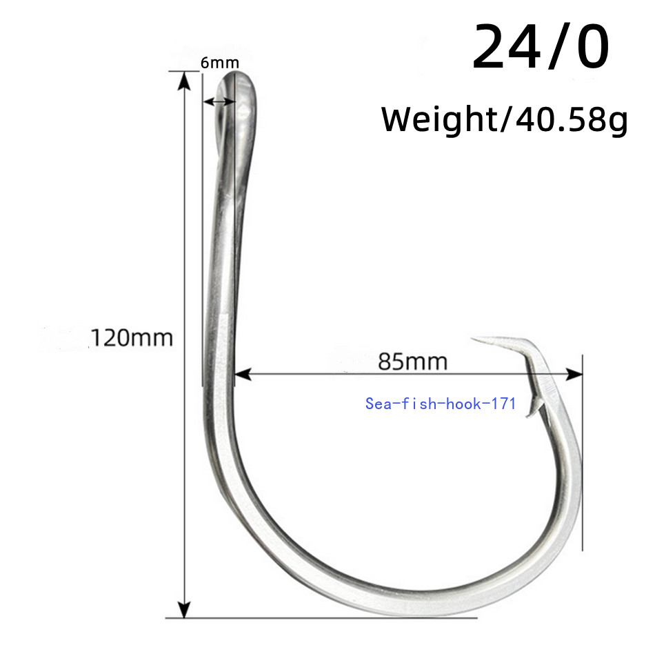 2Pcs Big Game Tuna Circle Fishing Hook Stainless Steel Saltwater Hook Size 24/0