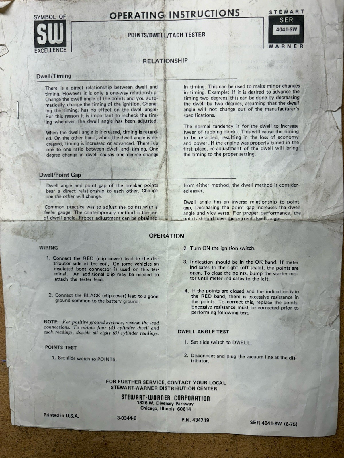 Stewart Warner Tach-Dwell-Points Meter