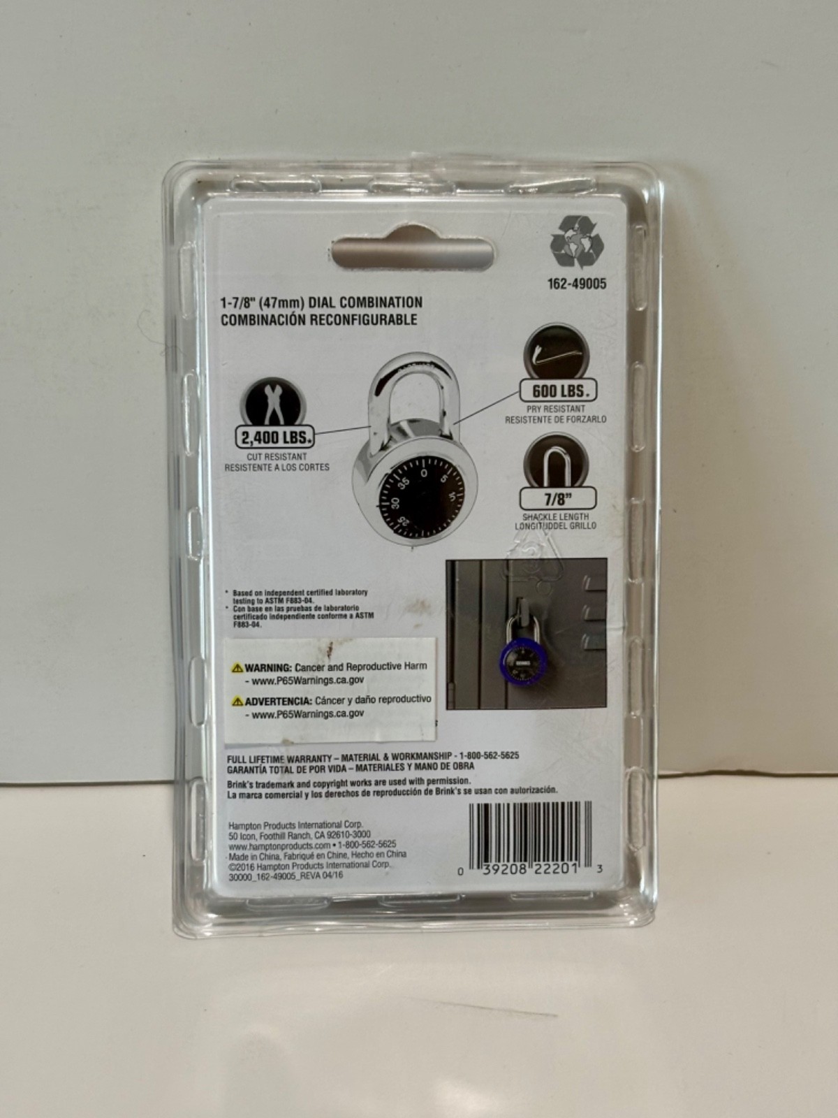 Brinks 1-7/8" (47mm) Dial Combination lock *NEW*
