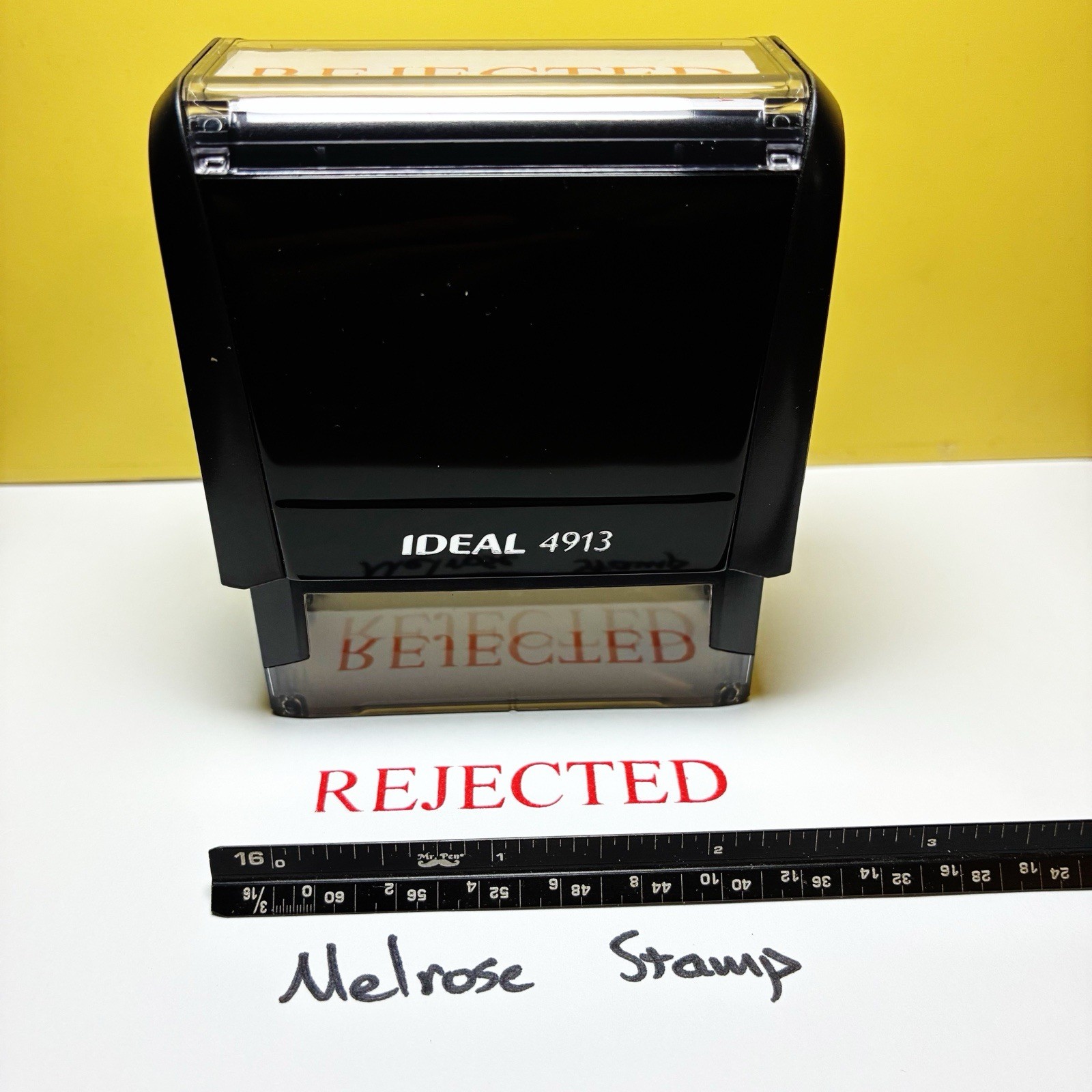 Rejected Rubber Stamp Red Ink Self Inking Ideal 4913