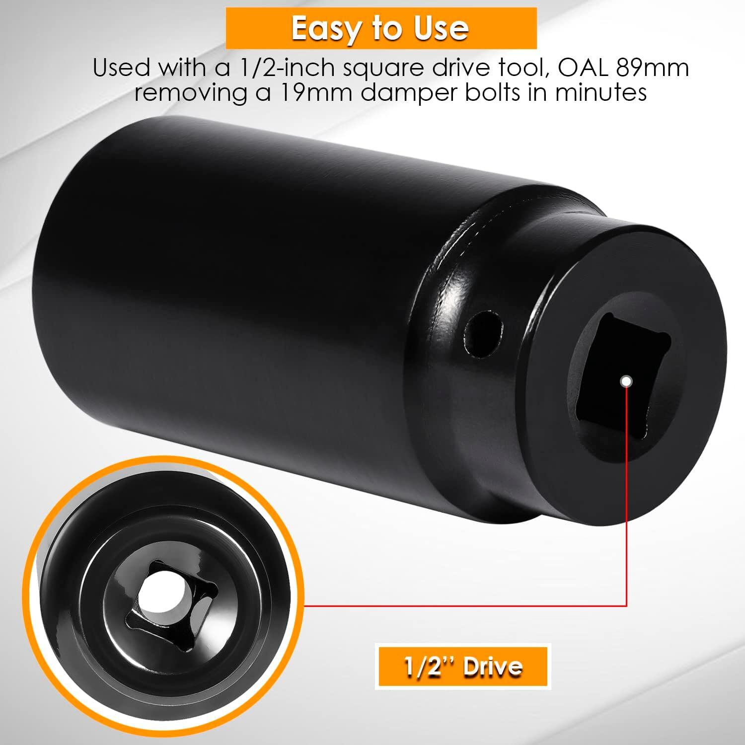 77080 Harmonic Balancer Socket Tool 19Mm Crank Bolt Socket For Honda Engines, 3