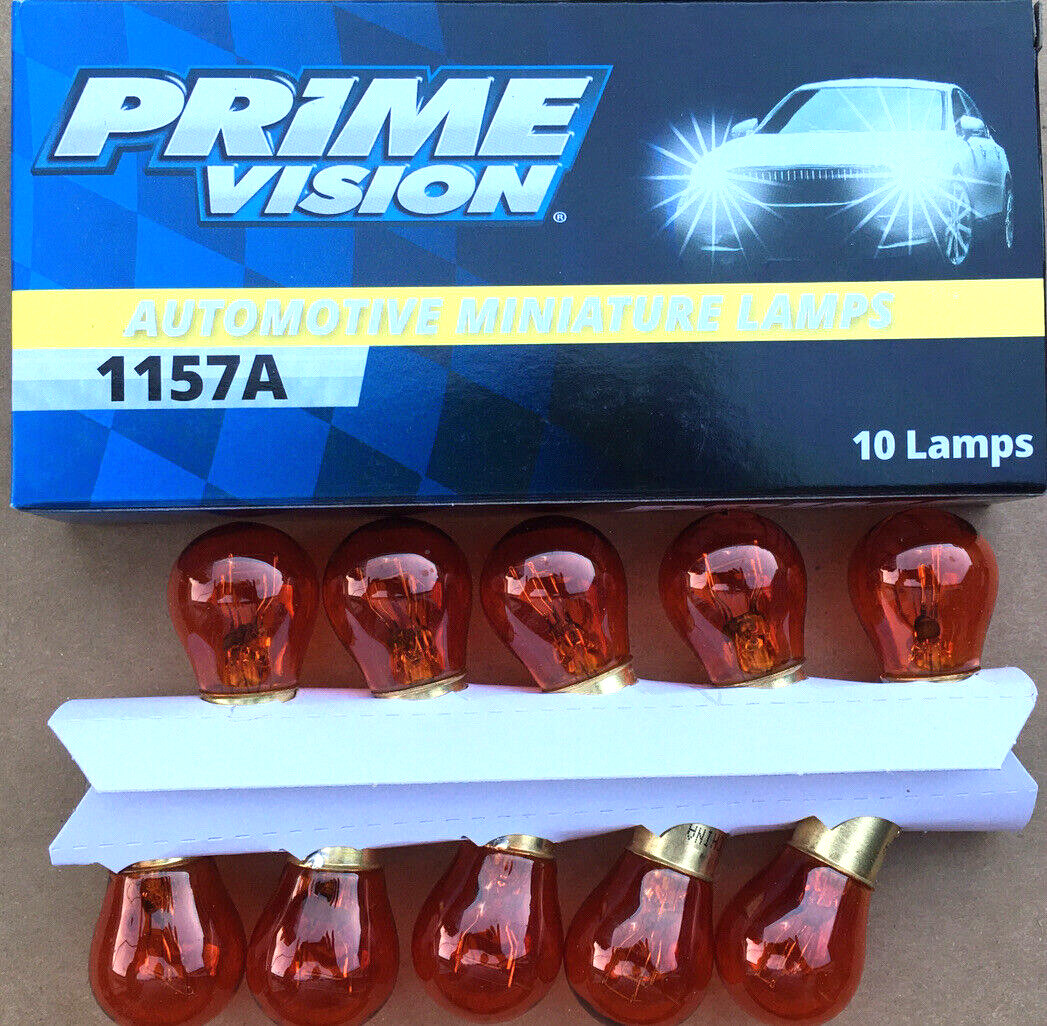 Box of 10 #1157A AMBER PRIME VISION Lamp Auto Bulb Automotive Light Bulbs