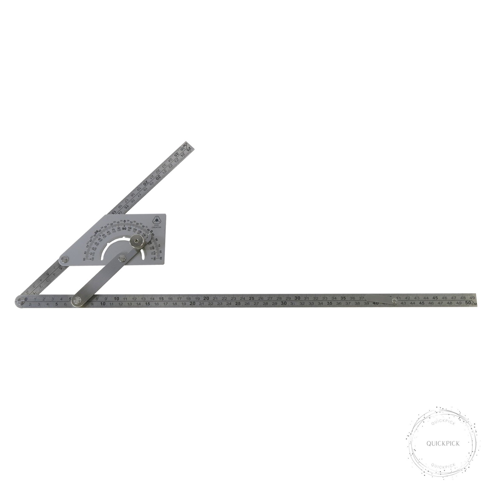 Angle Finder IV, Stainless Steel Protractor 0-180 degrees, Measures inside or