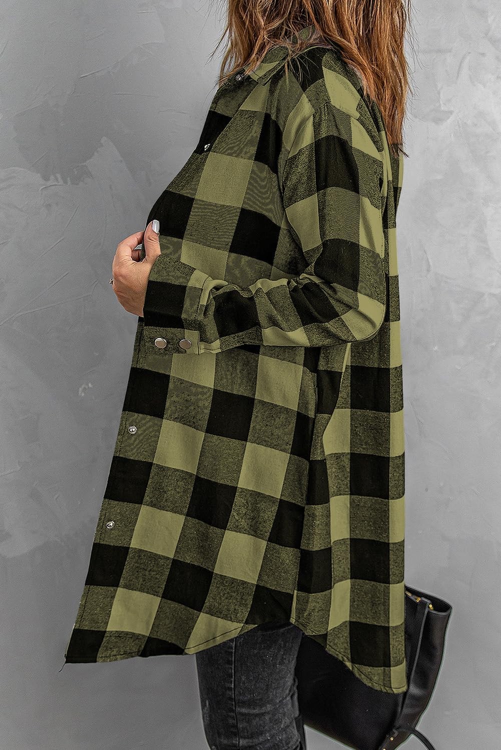 Womens Color Block Plaid Shacket Jacket, Long Sleeve Button Down Fall Top