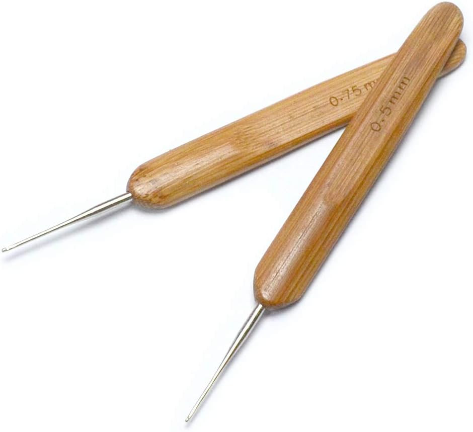 Dreadlocks Crochet Hooks for Hair 2pcs/Set (0.5mm+0.75mm) Bamboo Handle Locs Cro