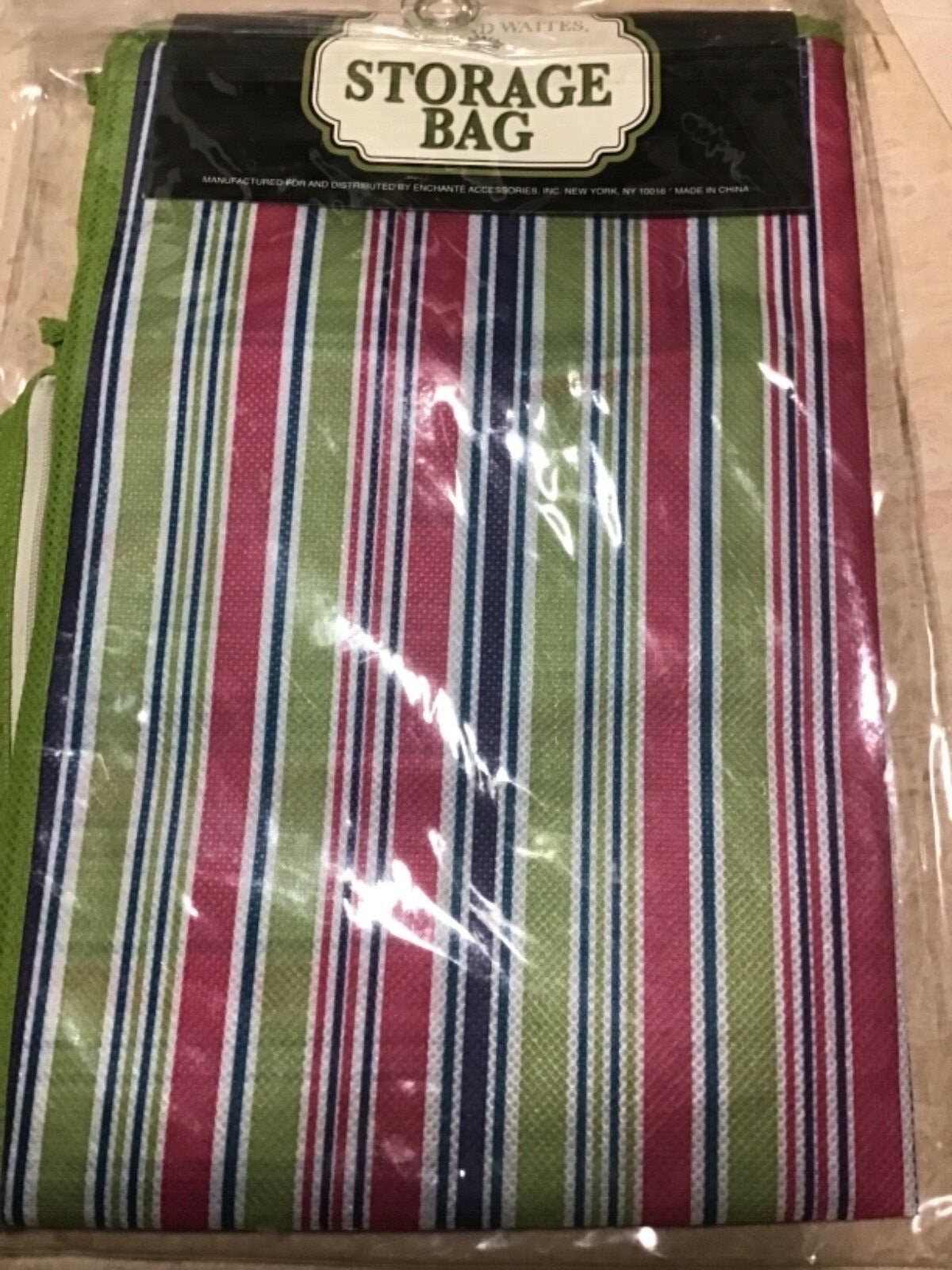 RAYMOND WAITES  STORAGE BAG ZIPPERED GREEN PINK PURPLE  19.75 X 15.75 X 7.5 NIP