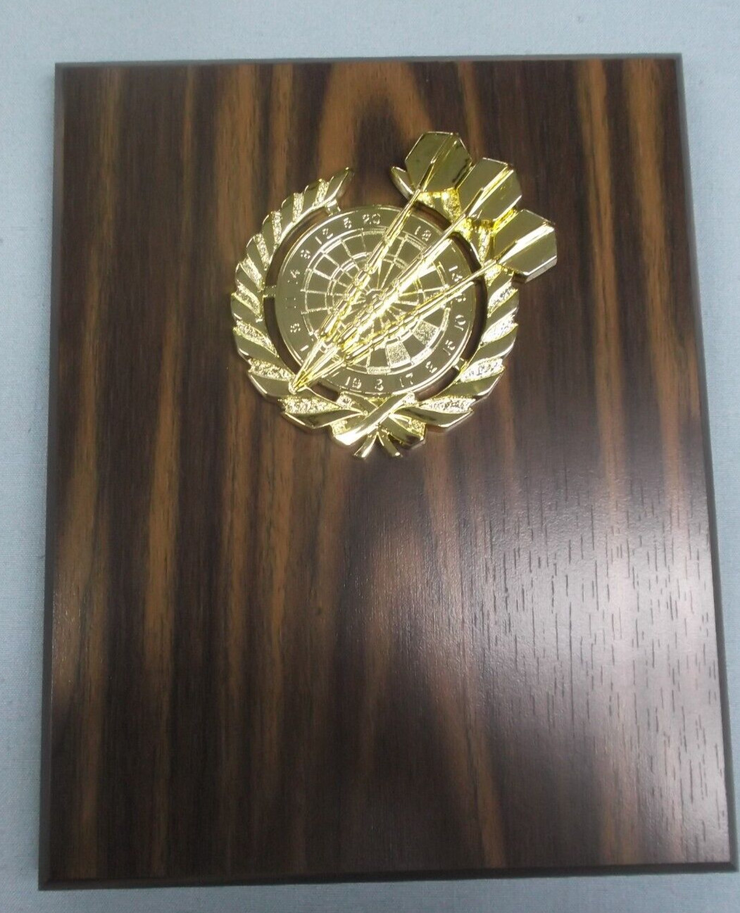 8 x 10 walnut finish board plaque trophy DARTS gold relief award