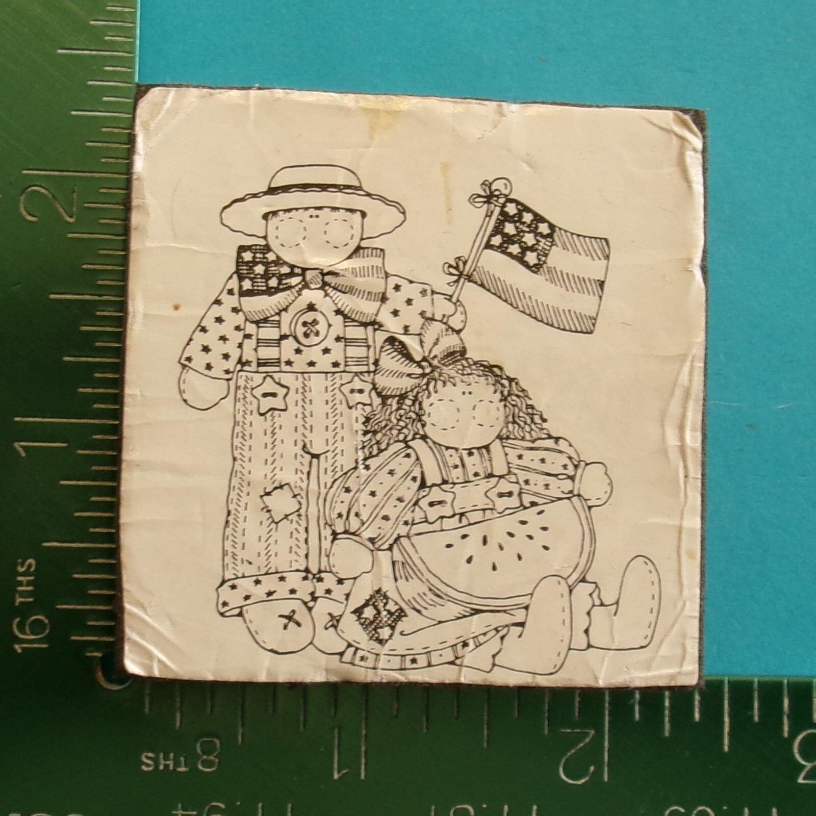 PATRIOTIC RAGDOLLS Flag Watermelon Foam Mounted Rubber Stamp