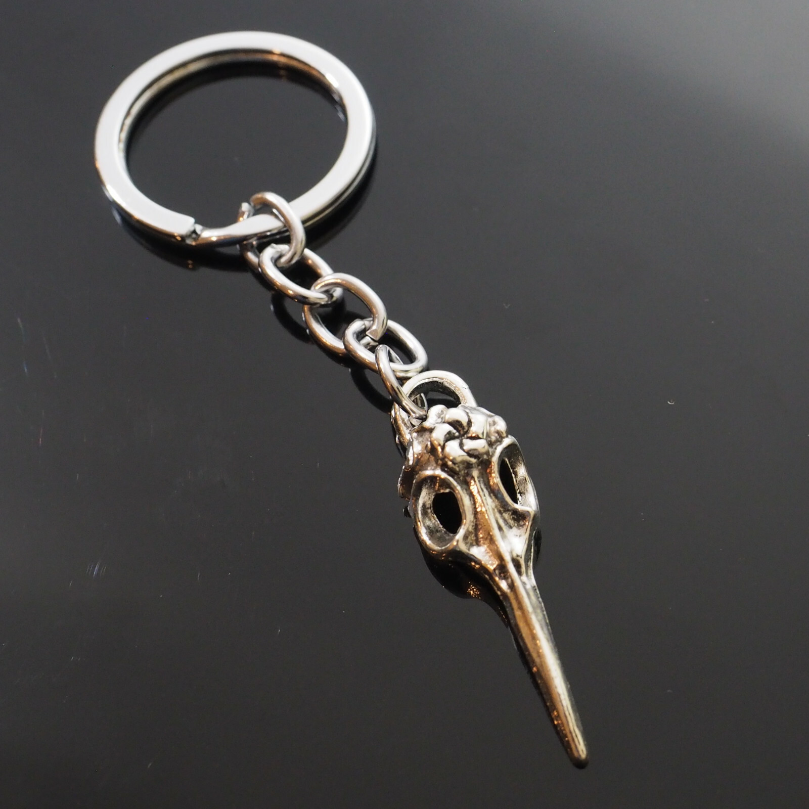 Bird Beak Raven Crow Head Skull Mask Scary Face Pendant Charm Keychain