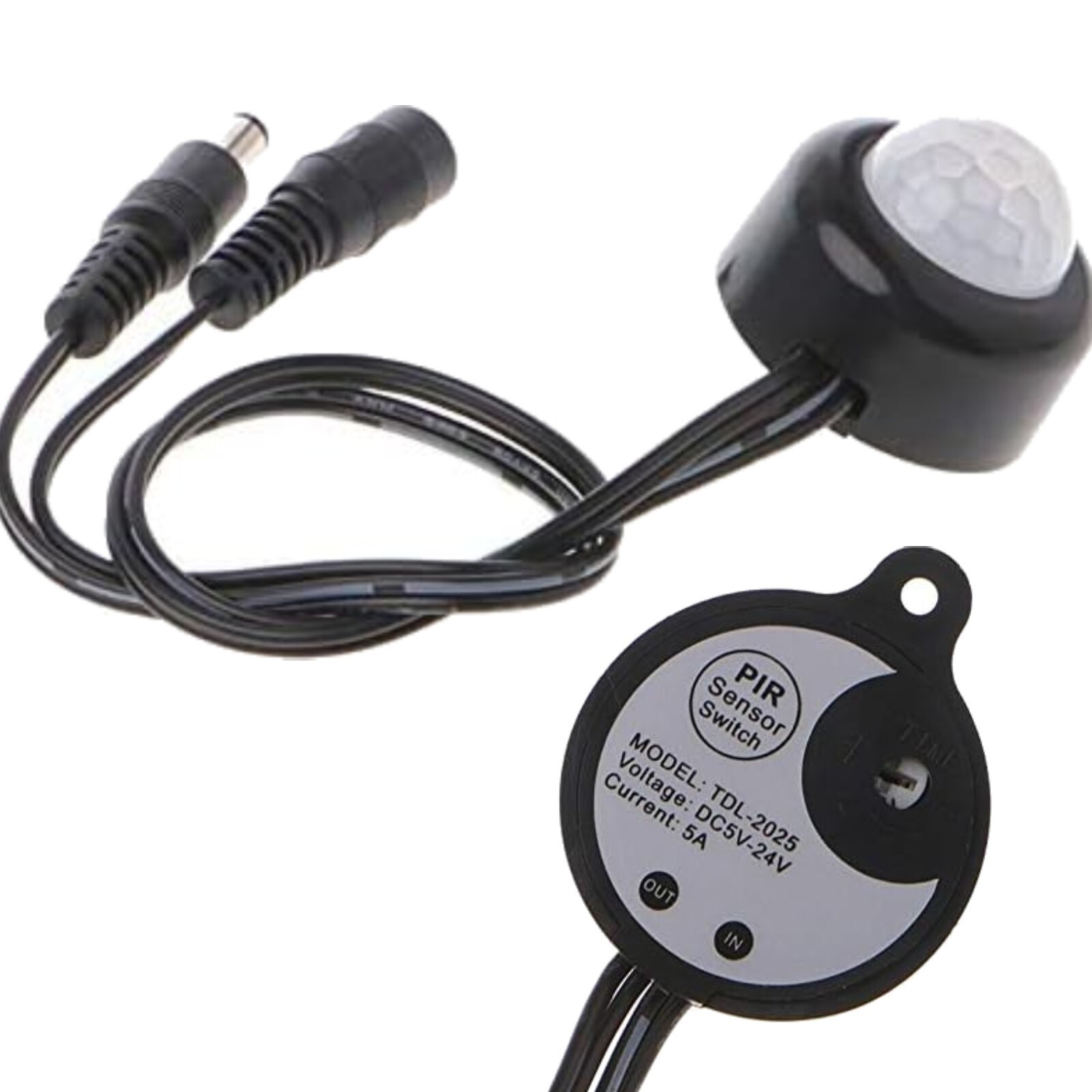 PIR Sensor Switch Time Delay Adjustable Mode Detector Switch USB Black DC5-24V