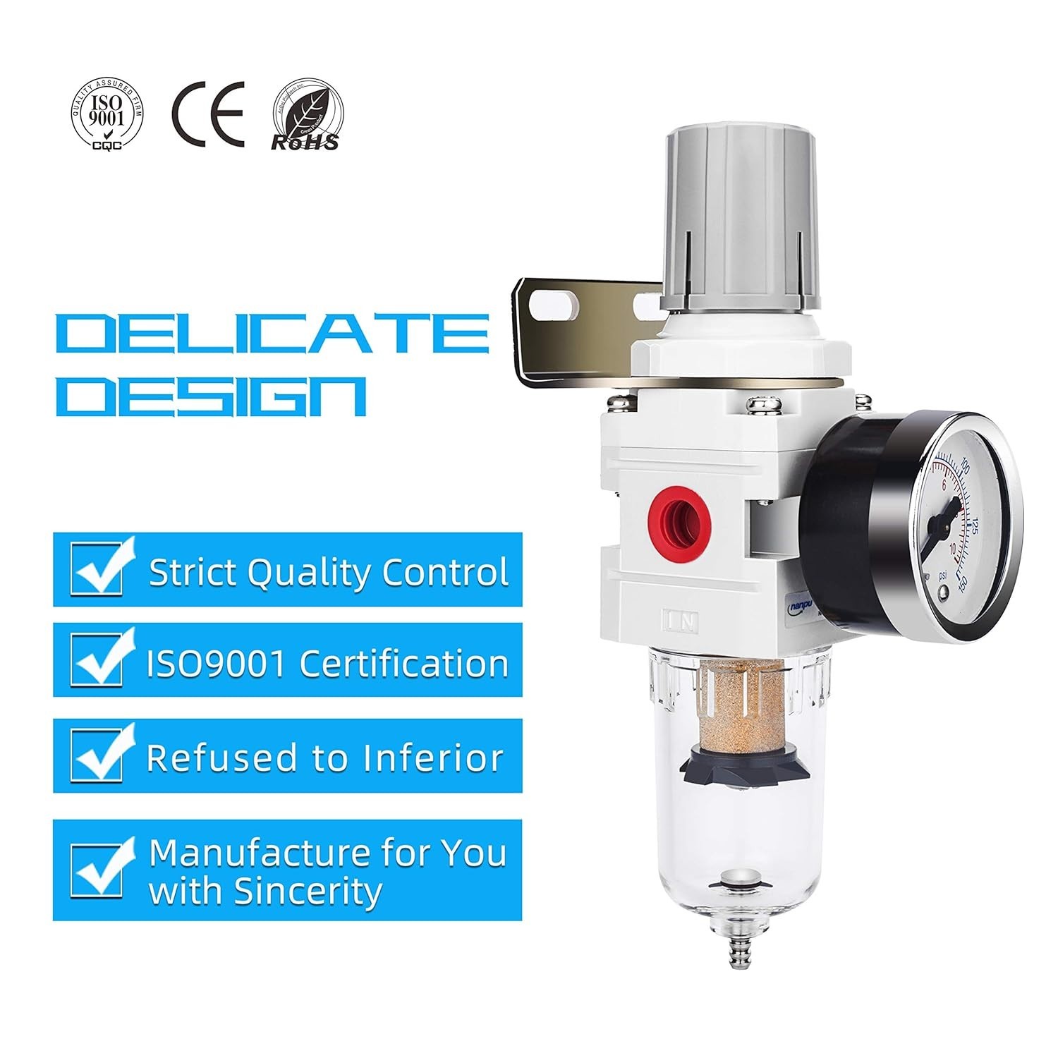 Professional Air Filter Regulator Combo - 5 Micron Performance & Semi-Auto Drain