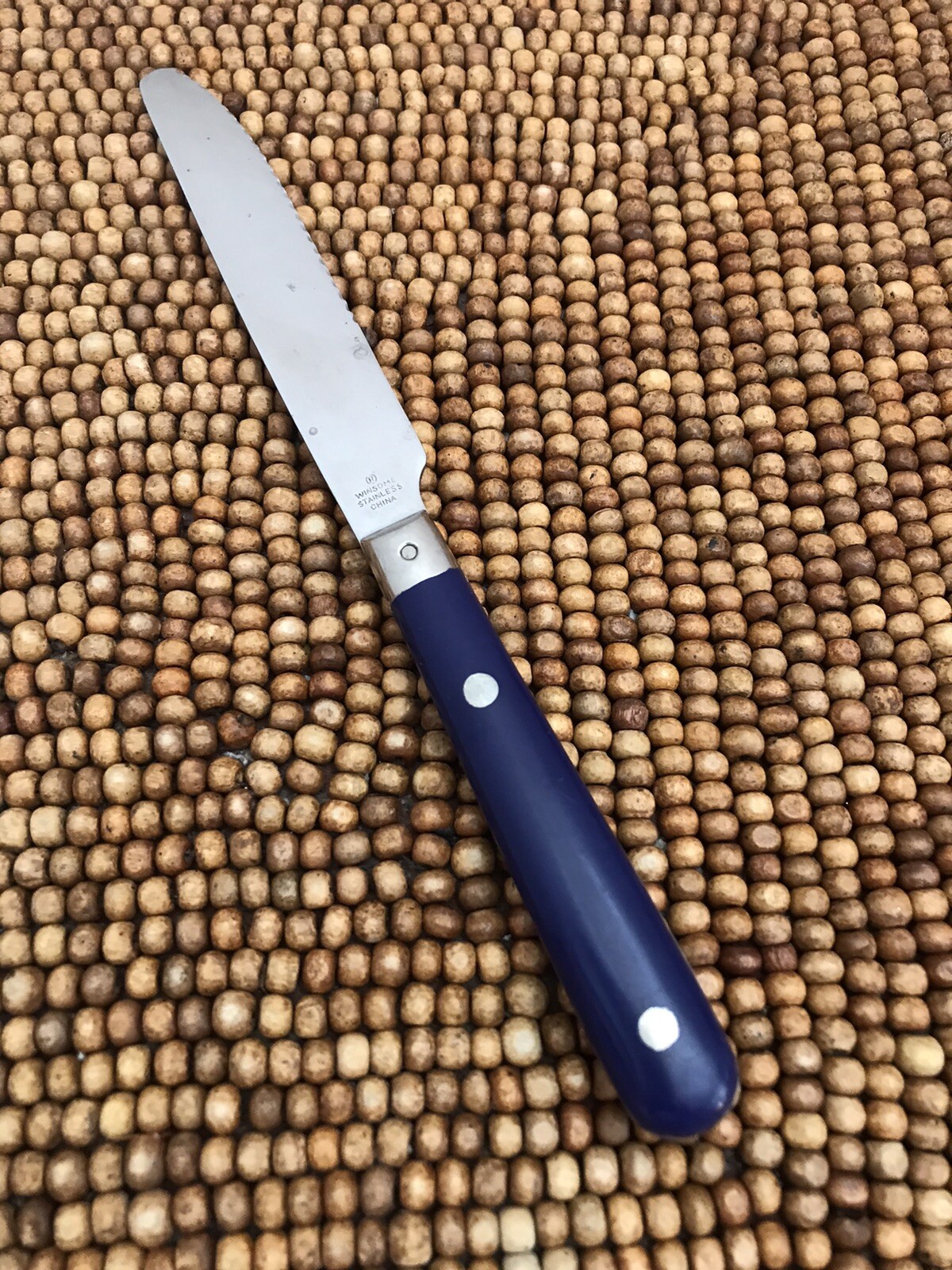 Winsome Stainless Flatware Rivets Dark Blue DINNER KNIFE 8.25”