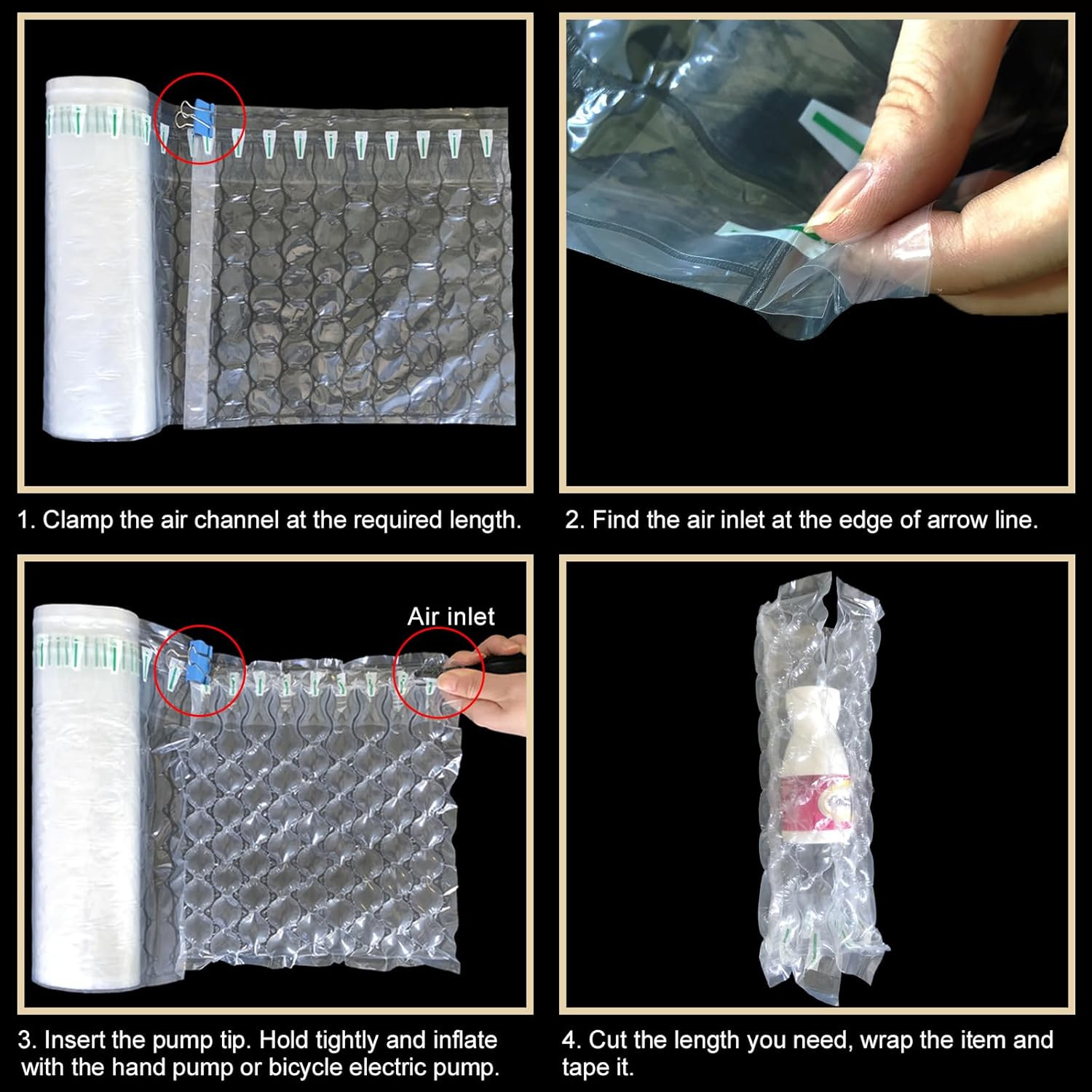 Inflatable Bubble Cushioning Wrap Roll Heavy Duty Bottle Shipper Protector Sleev
