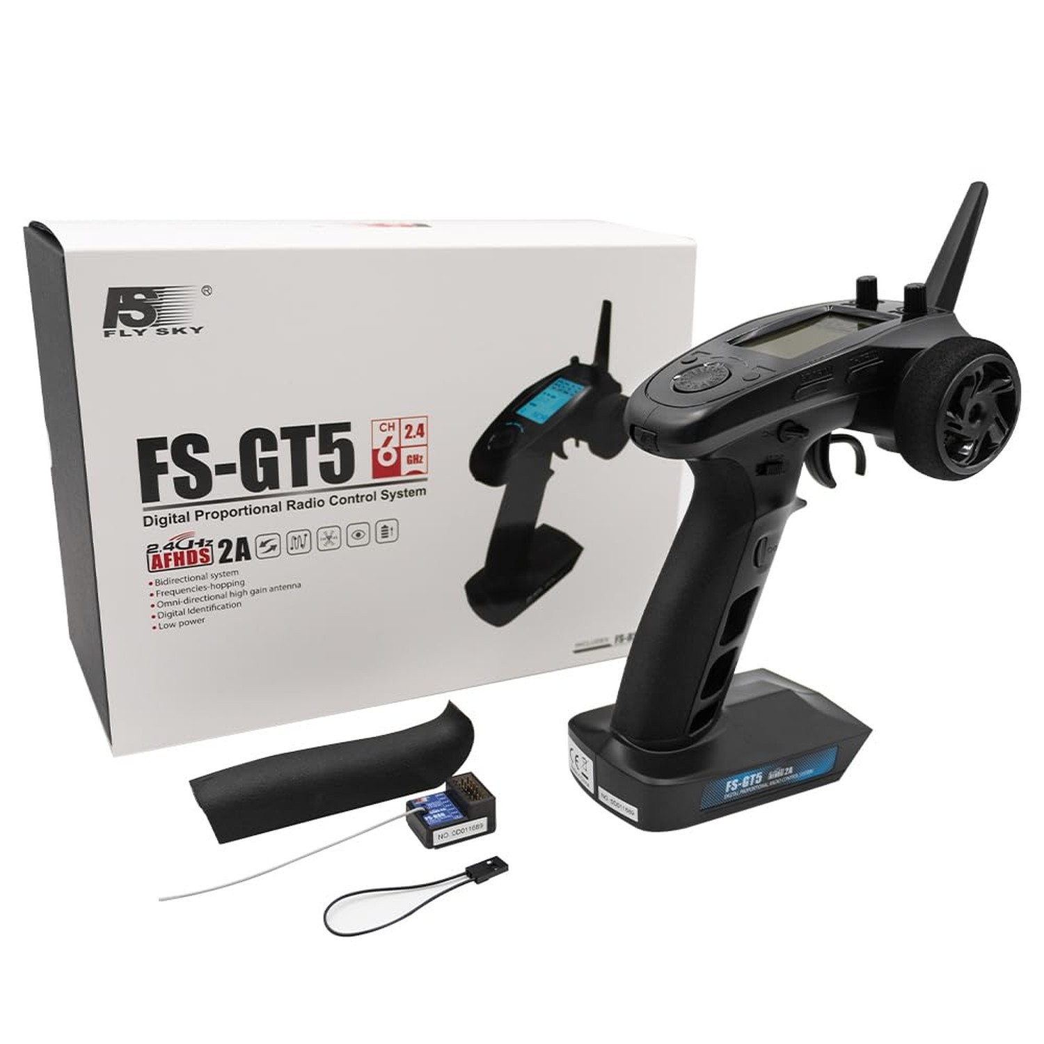 Flysky FS-GT5 RC Transmitter 6 CH 2.4GHz AFHDS with FS-BS6 Receiver for RC Ca...