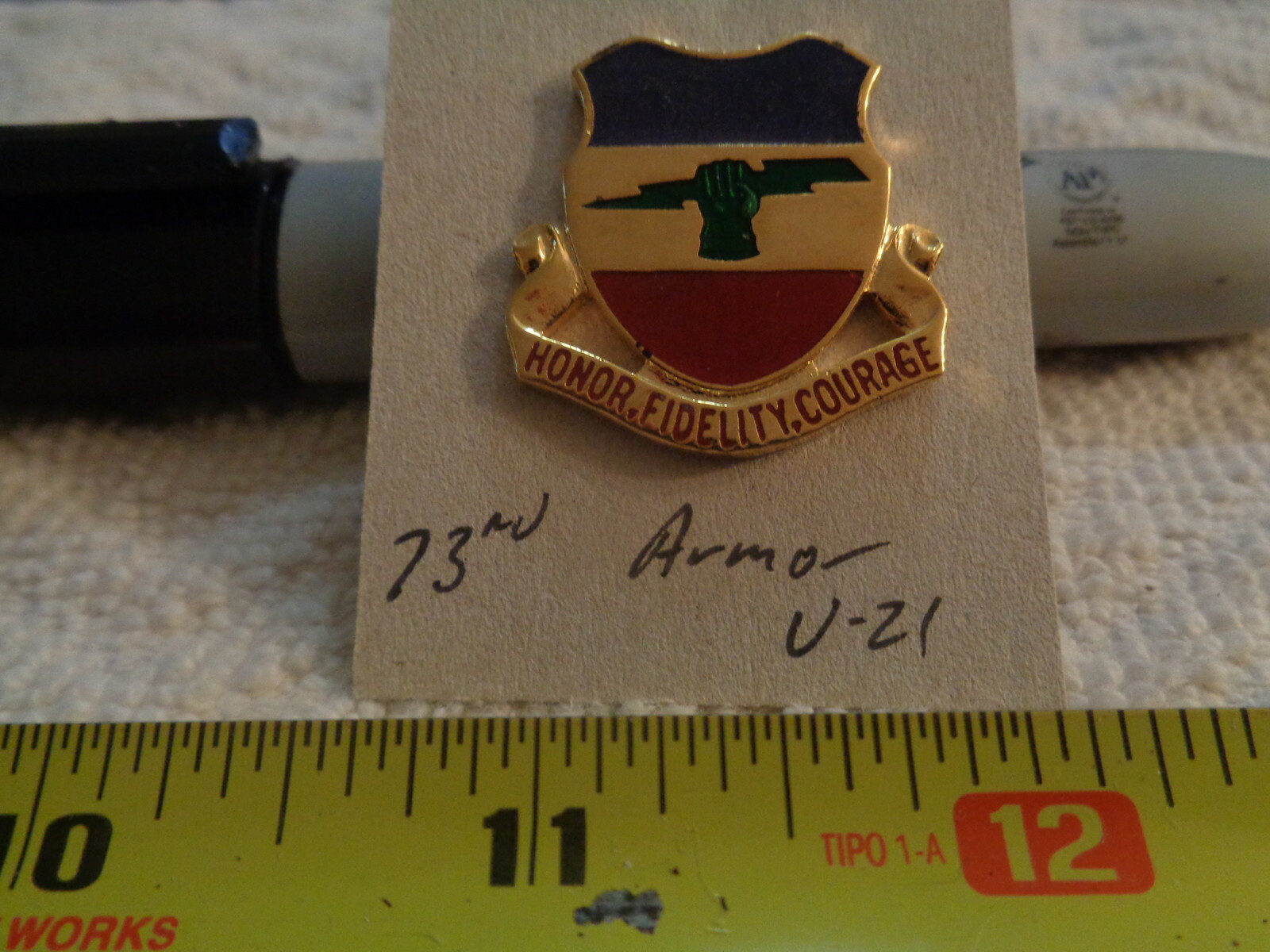 73rd Armor V-21 Unit Crest, DI, DUI (DRAW#M15.2)