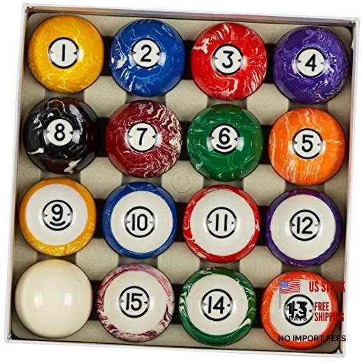 Deluxe 2-1/4" Billiard Pool Balls Marble White Marble With Black Triangle