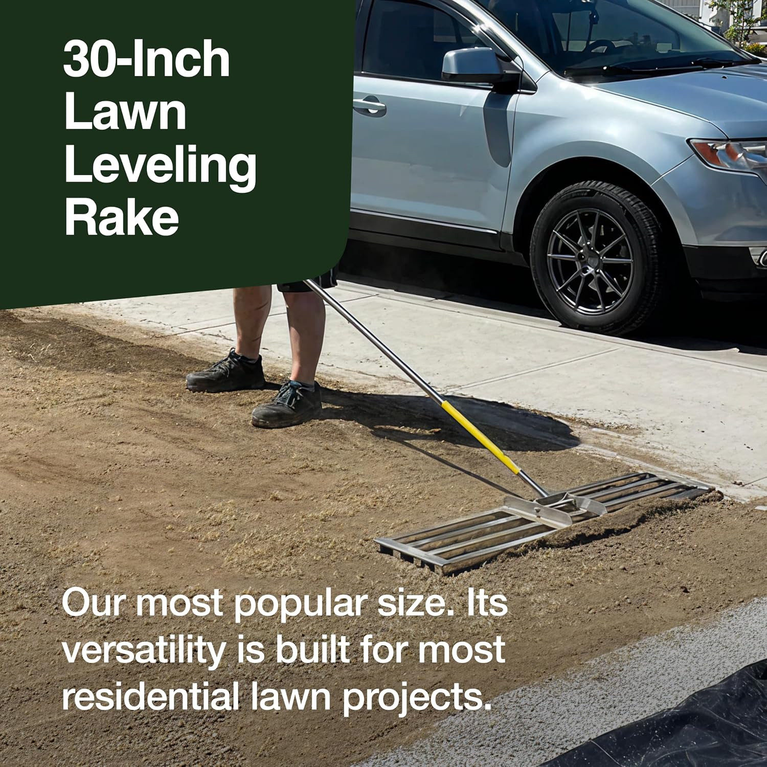 Rocklin™ Lawn Leveling Rake | Stainless Steel Surface Leveling Tool | Level Soil